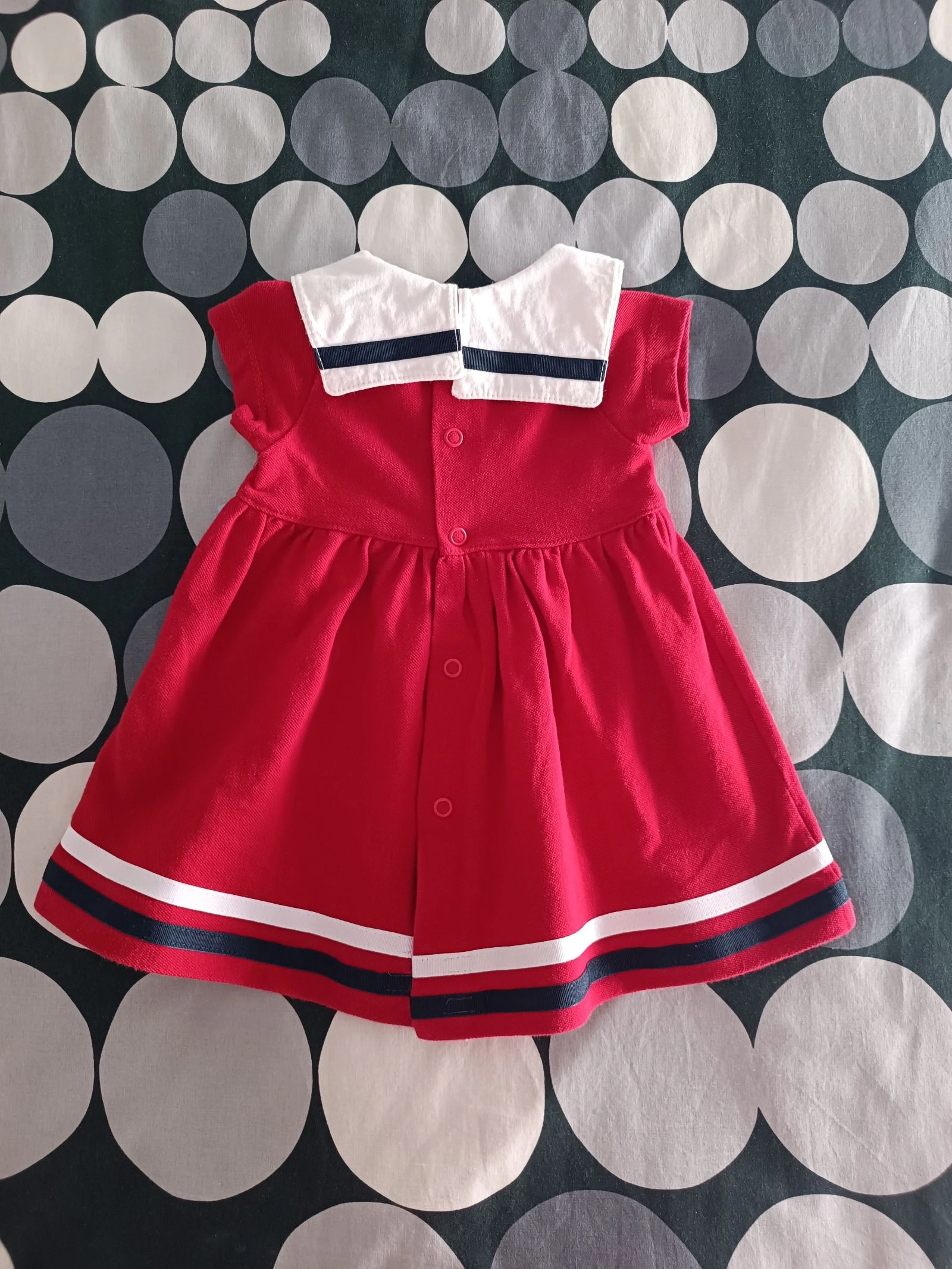 Vestido Girandola 3 meses - Rojo Náutico & Cuello Blanco – photo 2